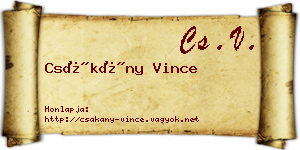 Csákány Vince névjegykártya